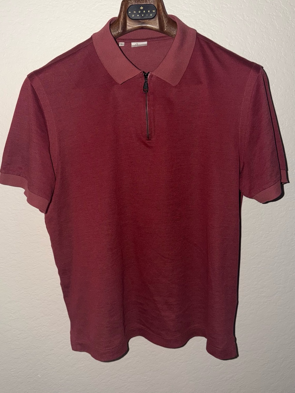 Brioni Red Zip-Front Polo